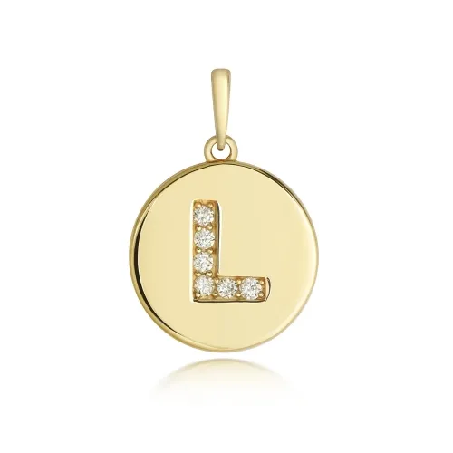 Diamond L Initial Pendant 9ct Yellow Gold 1.10g